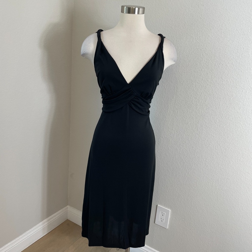 Ann Taylor LOFT Womens 8 Twist Strap Stretch Sheath Dress Empire Waist V Neck